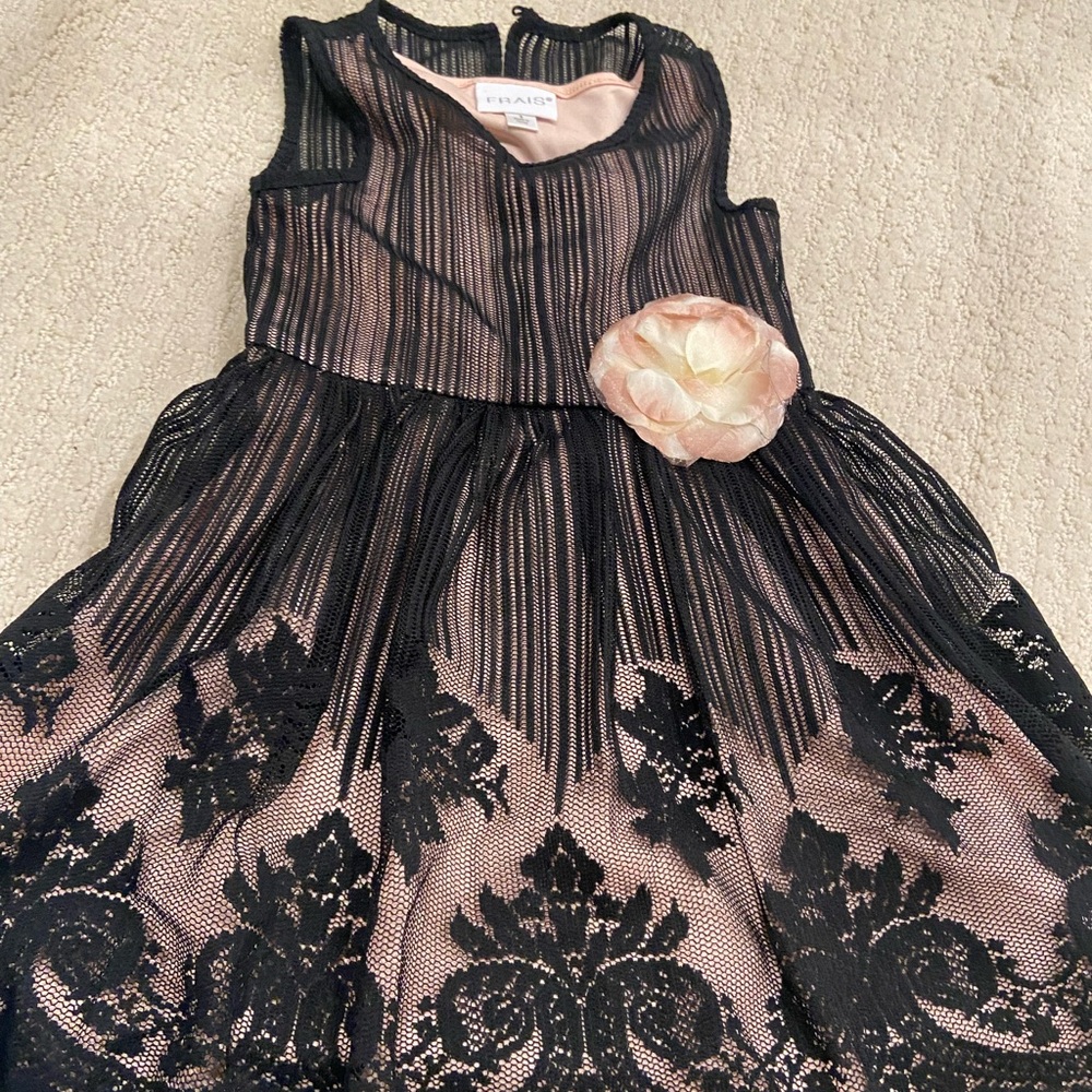 Bonnie Jean Black and Pink Lace Dress
